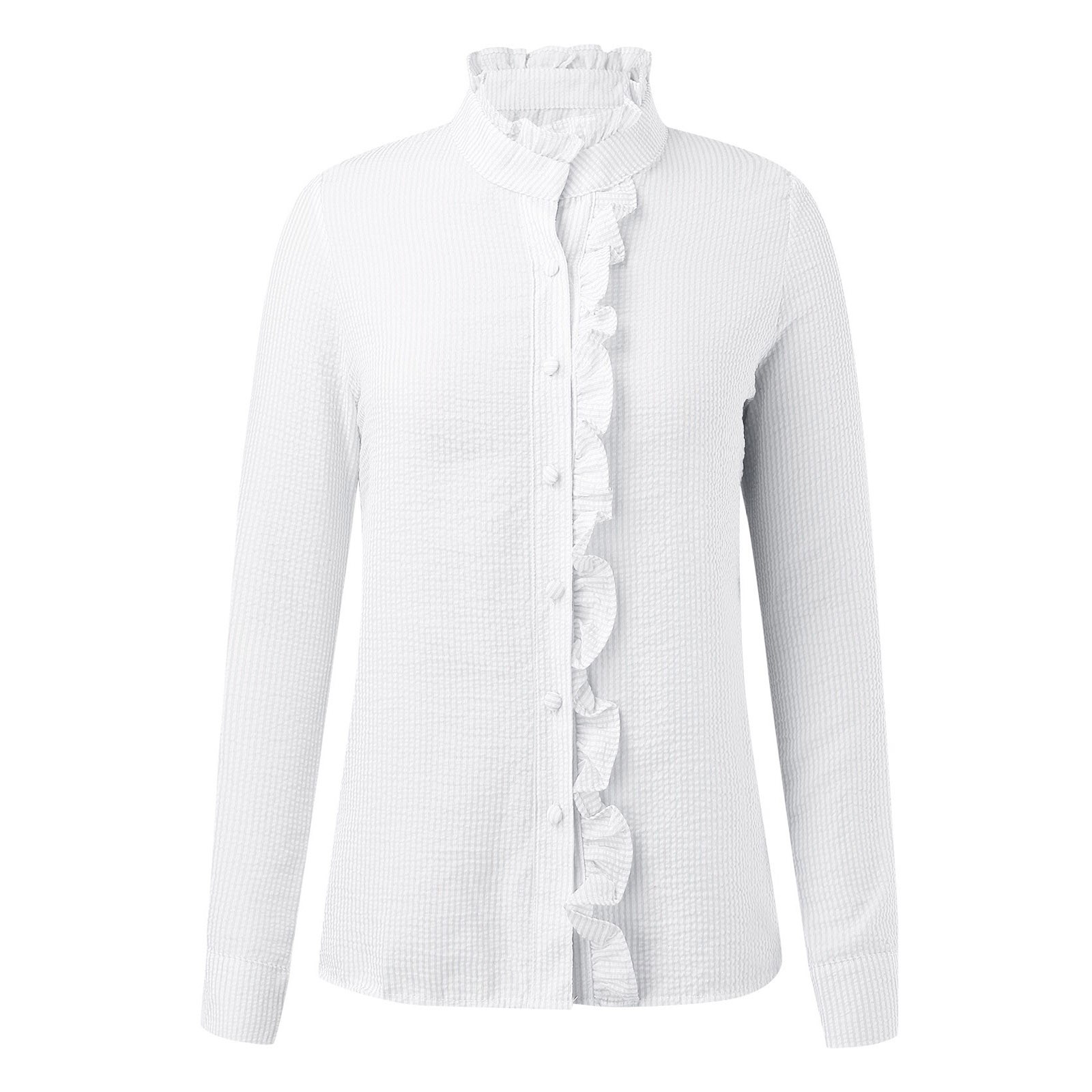 thumbnail image 5 of Blusa de mujer con estampado de rayas y cuello en V: camisa holgada de manga larga, versátil para ocasiones informales o de trabajo, 5 of 7